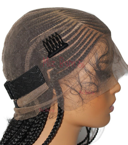 Synthetic Full Lace Front Wig Cornrow Double Braided Wigs For Black Women Box Side Part Braided Lace Wig