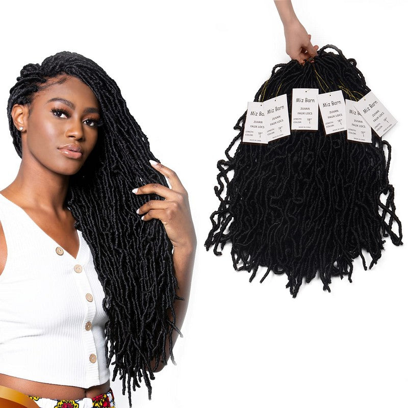 MizBarn Curly ZUVAN Faux Locs Crochet Hair 18Inch Natural Butterfly Locs Crochet Braids Curly And Pre Looped Synthetic Braiding 6Packs