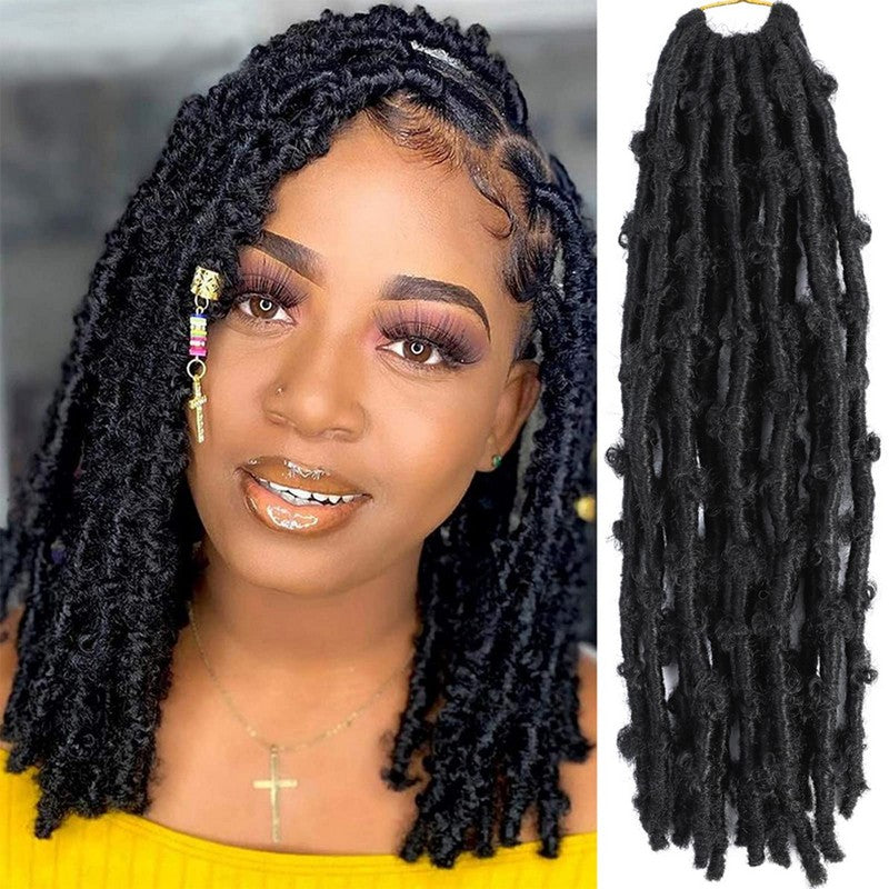 Mizbarn 6 Packs 12 inch Soft Butterfly Locs Crochet Hair Light Weight Butterfly nu Locs Black Curly And Pre Looped Synthetic Braiding