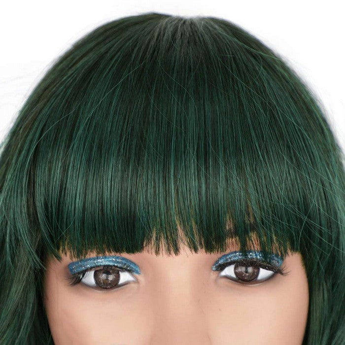 Short Green Wigs With Air Bangs Shoulder Length Bob Wig